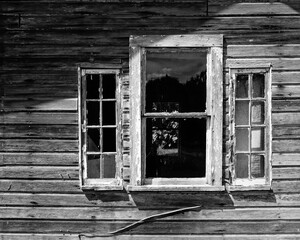 Windows on weather worn shack