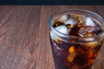 .Black soft drink Refreshing on table