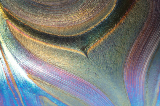 closeup macro of the bands of color in a hand blown glass vase