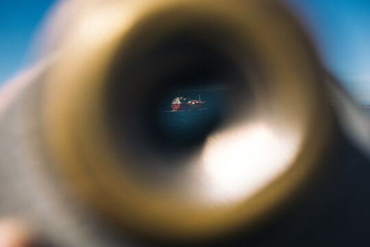 Ship at binoculars