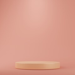Orange cylinder podiums background. Abstract minimal scene with geometrical. Modern pedestal show cosmetic products presentation. Mock up design empty space. studio platform template. 3d illustration