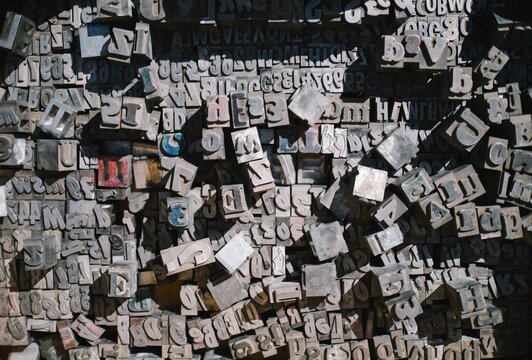 A pile of letterpress block letters