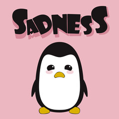 Penguin sadness vector illustration.
