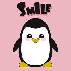 Penguin smile vector illustration.