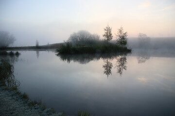 misty morning on the lake