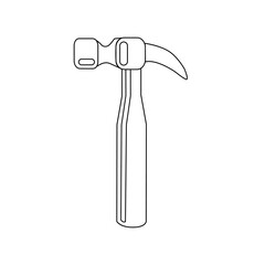 Vector illustration of a hammer on a white isolated background. Icon.