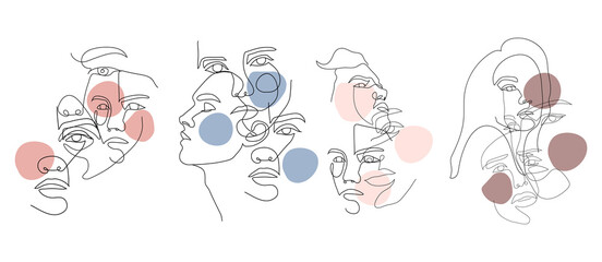 Abstract line art people on white background vector illustration modern style 