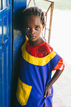 African child girl portrait at school - kindergarten. Mizan, Ethiopia