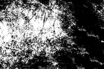Grunge texture. Black and white background. Black scratches, scuffs, chips, blotches. A monochrome backdrop. Vector graphics