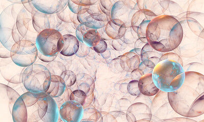 Colorful bubbles, beautiful background for art project. 3D illustration, computer-generated fractal