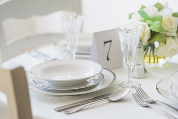 Close up of place setting