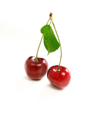 cherries with leaf
