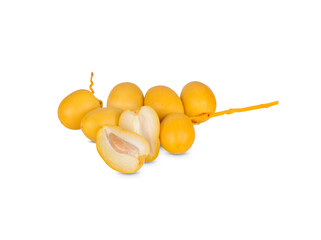 whole fresh Barhee/Barhi dates fruit on white background