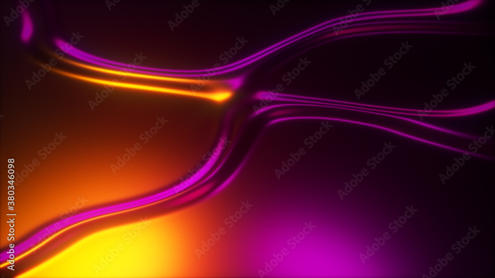 Aufkleber 3d render wavy surface. abstract waving background with neon ripples. iridescent holographic liquid 