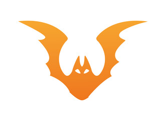 halloween bat flying orange color icon