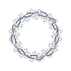 A wreath of lavender. For cards, invitations, weddings.