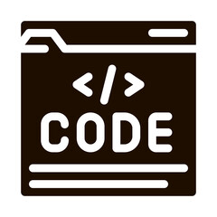 Code File Computer System Vector Icon. Coding System, Data Encryption Pictogram. Web Development, Programming Languages, Bug Fix, HTML, Script Contour Illustration