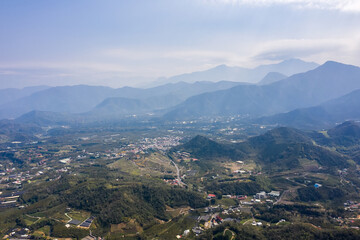 Naklejka premium morning scenery of village