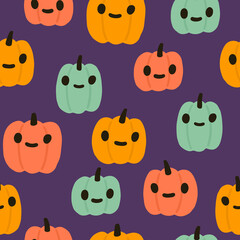 Fototapeta premium Colourful Jack lanterns Halloween seamless pattern