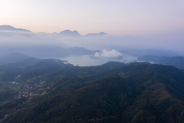 sunrise morning scenery of village