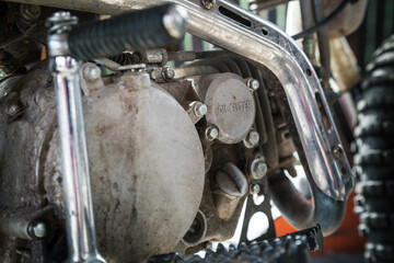 Fototapeta na wymiar Motorcycle engine close-up.