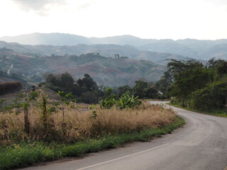 Unnamed road in the northern area of Thailand on the mountain
