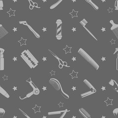 Vector seamless pattern concept of barbershop or men's hairdressing salon. Pattern for textiles, paper, packaging..stars
