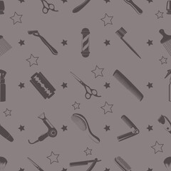 Obraz premium Vector seamless pattern concept of barbershop or men's hairdressing salon. Pattern for textiles, paper, packaging..stars