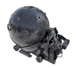 naval mine from the second world war over a white