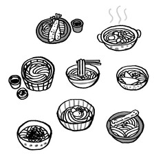 うどん　イラスト　タイトル　20092510 hanadaruma 