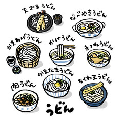 うどん　イラスト　タイトル　20092507 hanadaruma 