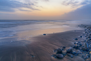 Sunrise on the Caspian Sea coast. Samur-Yalama National Park
