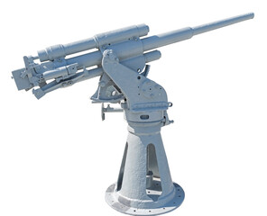 Ship cannon of period 1941-1945 years on white