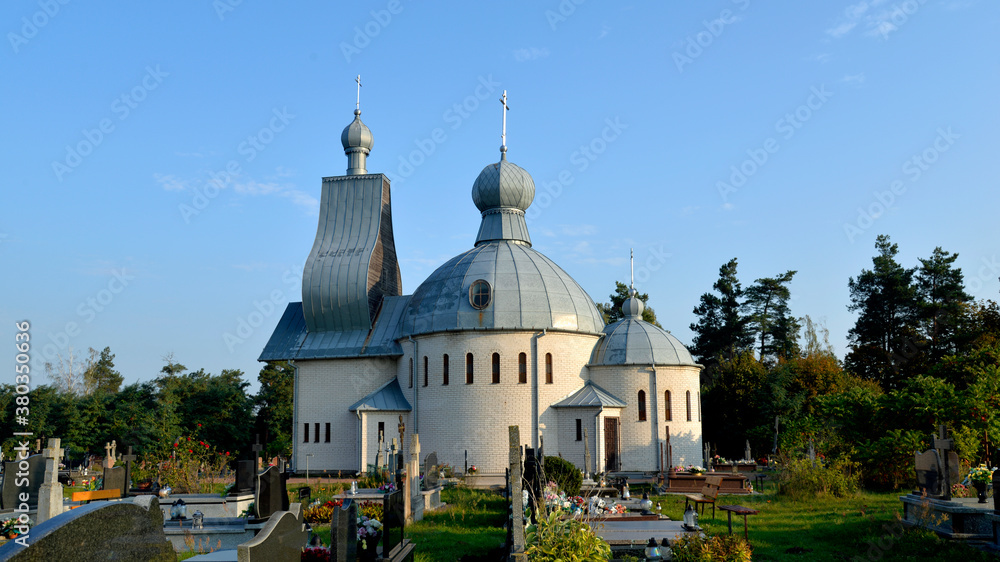 Wall mural ordained in 1997, the temple Orthodox chapel dedicated to the holy martyr of Paraskieva in the village of Rajsk in Podlasie, Poland