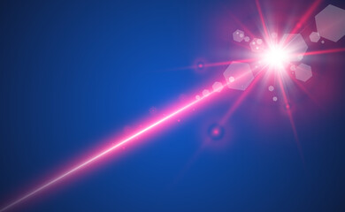 Abstract laser beam. Transparent isolated on black background. Vector illustration.