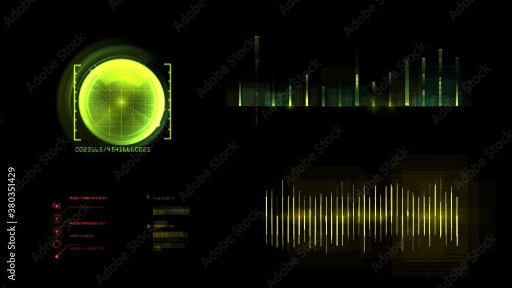 Aufkleber radar scanning and equalizer display digital set.