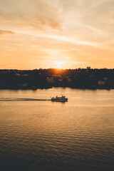 Golden sunset over the bay in Stockholms archipelago