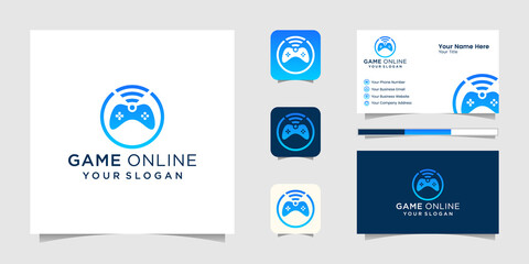 game stick logos and wifi for online gaming and business card inspiration