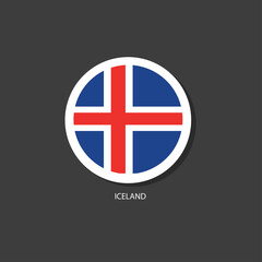 Obraz premium Iceland flag Vector circle with flags. 