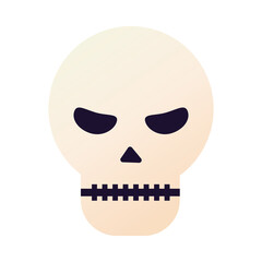 halloween head skull with witch hat flat style