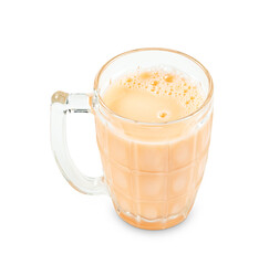 drinking yogurt mixed fruits and vegetables flavour in the glass isolated on white background ,include clipping path