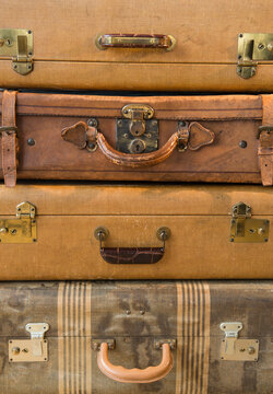 Studio shot of old fashioned suitcases