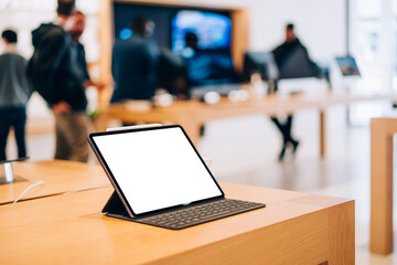 Modern device with blank screen in store