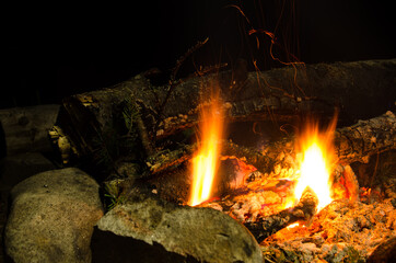 embers burn down in a hardwood fire