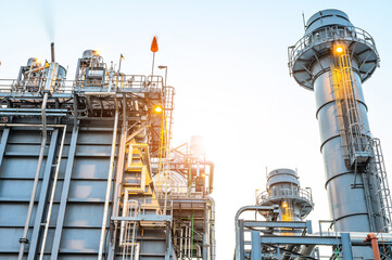 Glow light of petrochemical industry on sunset and Twilight sky ,Power plant,Energy power station area