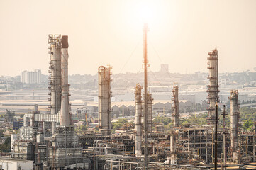 Industrial zone,The equipment of oil refining,Close-up of industrial pipelines of an oil-refinery plant,Detail of oil pipeline with valves in large oil refinery.