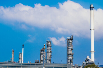 Industrial zone,The equipment of oil refining,Close-up of industrial pipelines of an oil-refinery...