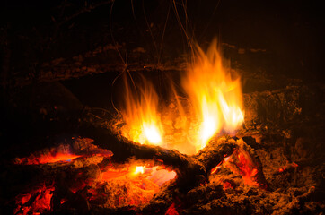 embers burn down in a hardwood fire