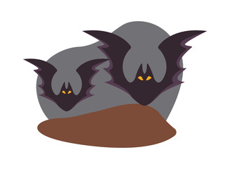 halloween bats flying isolated icons