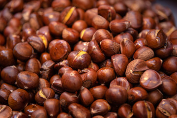 chestnut roasted with sugar , chinese characteristic snack.
